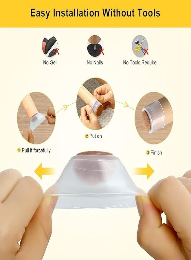 CLICKSWIFT أغطية أرجل الكراسي المربعة المصنوعة من السيليكون من كليك سويفت لمنع الخدوش، وتقليل الضوضاء، ومقاومة الانزلاق، وتسهيل حركة الأثاث. أغطية أرجل شفافة اللون للكراسي والطاولات والكراسي الصغيرة، 4 قطع - Image 4